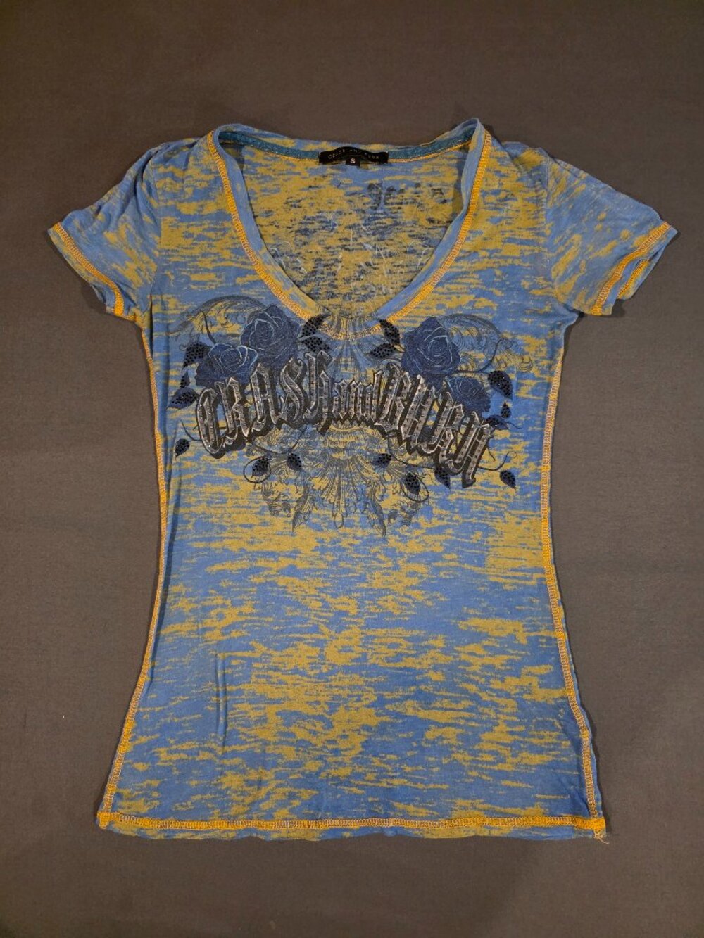 Crash and Burn Women's Small Green/Blue Shirt